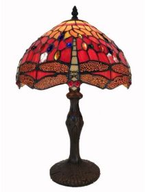 Tiffany Style Red Dragonfly Table Lamp