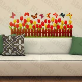 Active Butterfly and Warmth Of Tulips - Wall Decals Stickers Appliques Home Dcor