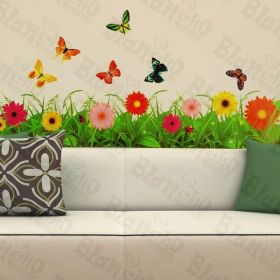 Butterfly Blossom and Grass - Wall Decals Stickers Appliques Home Dcor