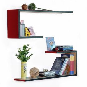 Trista - [Wonderful Life] Crutch-Shaped Leather Wall Shelf / Bookshelf / Floating Shelf (Set of 2)