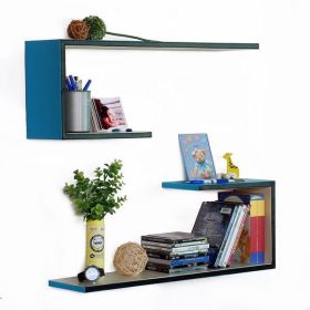 Trista - [Deja Vu] Crutch-Shaped Leather Wall Shelf / Bookshelf / Floating Shelf (Set of 2)