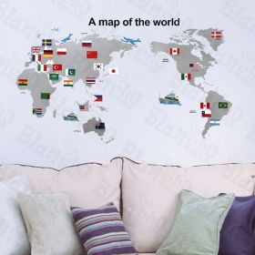 World Map - Hemu Large Wall Decals Stickers Appliques Home Decor 19.7 BY 27.5 Inches