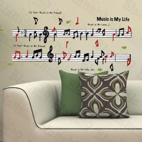 Music Life - Hemu Wall Decals Stickers Appliques Home Decor 19.7 BY 27.5 Inches