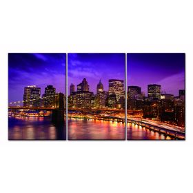 Oppidan Home "New York Skyline" 3 Piece Acrylic Wall Art (36"H x 72"W)