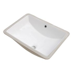 Bathroom Sink Rectangle Deep Bowl Pure White Porcelain Ceramic Lavatory Vanity Sink Basin with Overflow