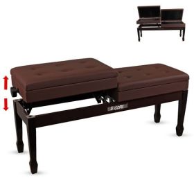 5 Core Duet Piano Bench w Storage For Two Wooden Adjustable Keyboard Stool - Adults & Kids - PNB DT BR