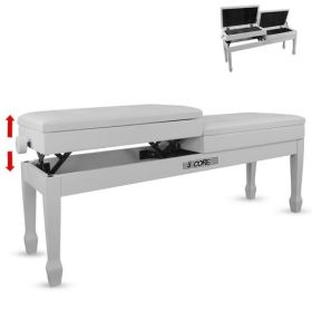 5CORE Duet Piano Bench w Storage For Two Wooden Adjustable Keyboard Stool - Adults & Kids - PNB DT WH