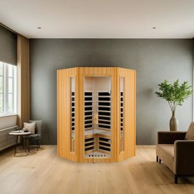 Two person hemlock indoor far infrared sauna room