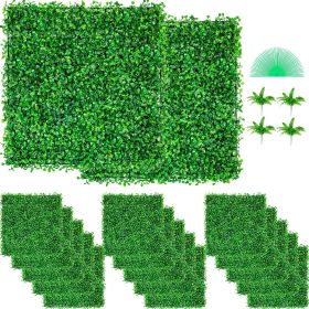 VEVOR Artificial Boxwood Panel UV 48pcs Boxwood Hedge Wall Panels Artificial Grass Backdrop Wall 10X10" 4cm Green Grass Wall Fake Hedge for Decor