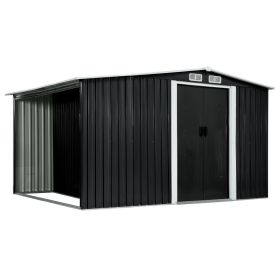 Garden Shed with Sliding Doors Anthracite 129.7"x51.6"x70.1" Steel