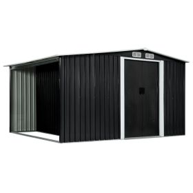 Garden Shed with Sliding Doors Anthracite 129.7"x80.7"x70.1" Steel