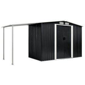 Garden Shed with Sliding Doors Anthracite 152"x51.6"x70.1" Steel