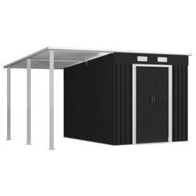 Garden Shed with Extended Roof Anthracite 136.2"x92.9"x71.3" Steel