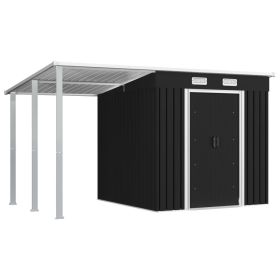 Garden Shed with Extended Roof Anthracite 136.2"x76"x71.3" Steel