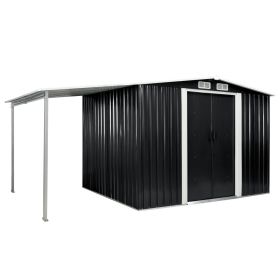 Garden Shed with Sliding Doors Anthracite 152"x80.7"x70.1" Steel