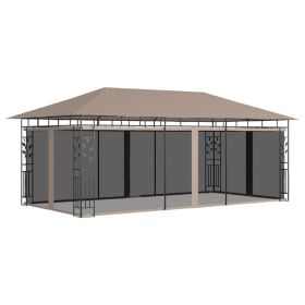 Gazebo with Mosquito Net 19.7'x9.8'x9' Taupe 0.6 oz/ft²