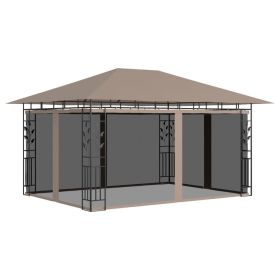 Gazebo with Mosquito Net 13.1'x9.8'x9' Taupe 0.6 oz/ft²