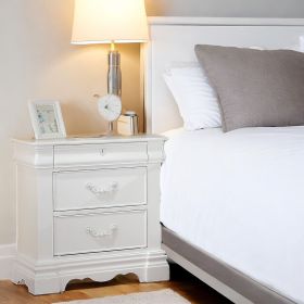 White 3-Drawer Nightstand with Hidden Top Drawer