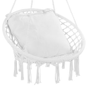 VEVOR Hammock Swinging Chair Macramé Hanging Chair with Cushion Indoor & Outdoor