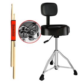 5 CORE Drum Throne with Backrest Thick Padded Adjustable Guitar Stool Motorcycle Style Saddle Music Chair Seat for Adult Drummers - DS CH BLK RES