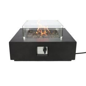 Concrete/Glass Propane/Natural Gas Fire Pit Table (Charcoal)