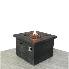 Fiber Reinforced Concrete Propane/Natural Gas Fire Pit Table (Dark Wood)