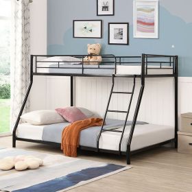 Metal Floor Bunk Bed, Twin over Full, Black