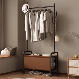 1pc, Clothes Racks for Hanging Heavy Duty Clothes Rack Clothes Rolling Clothes Rack, Free Standing Towel Racks for Bathroom, With Storage Basket