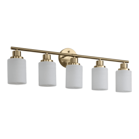 5 Lamps Gold Bathroom Vanity Lamp, Frosted Glass Shade, Modern Wall Mounted Lighting - No Bulbs Unavailable Platforms- Temu (Option: Golden)