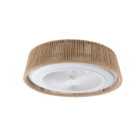 Bohemian Style LED Dimmable Ceiling Light With Built-in Fan - Remote Control Unavailable Platforms- Temu (Color: White)