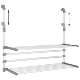 vidaXL Drying Rack for Balcony 35"x9.8"x(23.6"-37.4") Aluminum (Option: as picture)