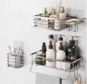 Shower Caddy And Soap Dish With Hooks Shower Shelf Shower Organizer, No Drilling Adhesive Wall Mounted Bathroom Shelf, Rustproof SUS304 Stai (Color: White)