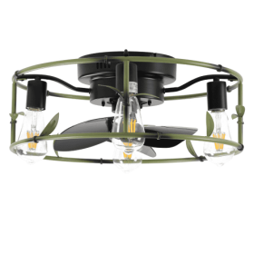 Built-in Ceiling Fan With Light And Remote Control Unavailable Platform- Temu (Color: Green)