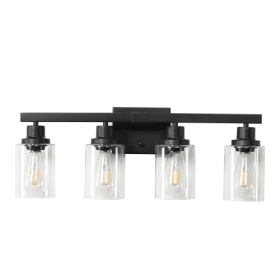 4 Lamps Farmhouse Dresser Lamps Rustic Bathroom Lamps Bathroom Wall Lamps - Bulbs Not Included Unavailable Platforms- Temu (Color: Black)