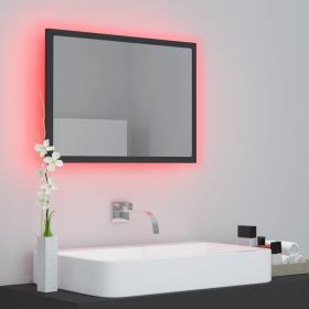 vidaXL LED Bathroom Mirror Gray 23.6"x3.3"x14.6" Acrylic (Option: as picture)