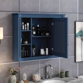 Wall Mounted Bathroom Storage Cabinet Modern Wall Cabinet With Mirror Mirror Cabinet (Color: Blue)