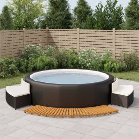 Hot Tub Surround Black Poly Rattan and Solid Wood Acacia (Color: Black)