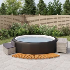 Hot Tub Surround Gray Poly Rattan and Solid Wood Acacia (Color: Gray)