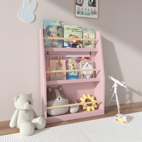 3 Tier Kids Book Shelf,Kids Book Rack, Helps Keep Bedrooms, Playrooms, and Classrooms Organized (Material: MDF, Color: Pink)