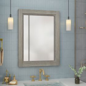 Solid Wood Frame Flat Bathroom Mirror-Small (32*24*2 inch: Gray)