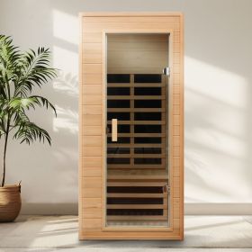 Hemlock One-person far infrared roof embedded indoor sauna room (Color: as Pic)