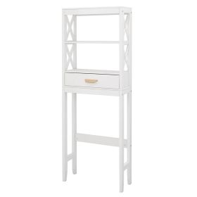 Over-the-Toilet Storage Cabinet With One Drawer Saver Bathroom Rack (Color: White)