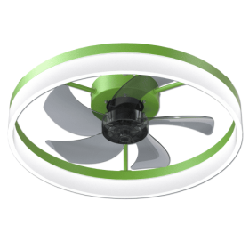 Ceiling Fan With Light Dimmable LED Recessed Mount Slim Modern Ceiling Fan Unavailable Platforms- Temu (Color: Green)